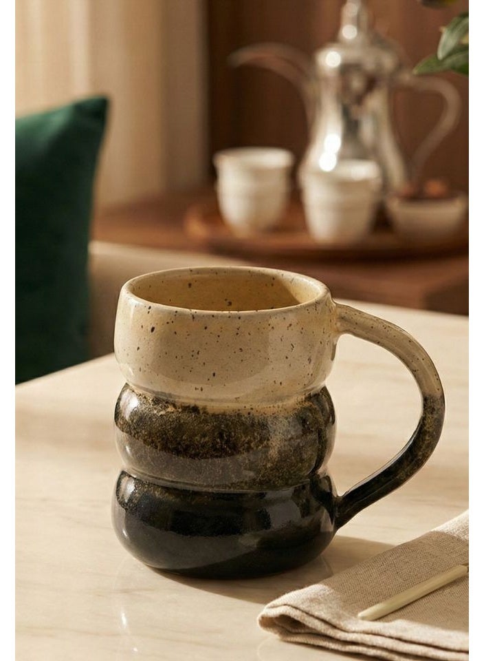 Casa Home 300ml Ceramic Mug Cream & Charcoal, Heat-Resistant, Microwave/Oven/Dishwasher Safe - Image 1